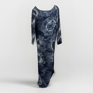 TYSA Blue White Tie Dye Maxi Dress Boho Relaxed Fit Long Sleeve Size 1 MSRP $225